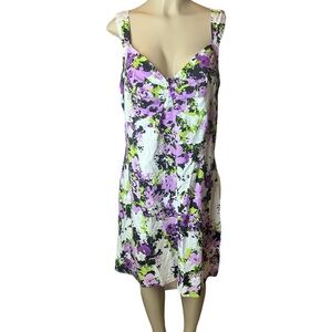 Olivia Matthews Sundress in Green, Purple, Black Print Size 18​​​​